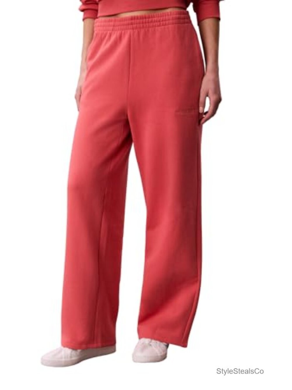 Brushed French Terry Straight Leg Joggers with Drawstring Waist